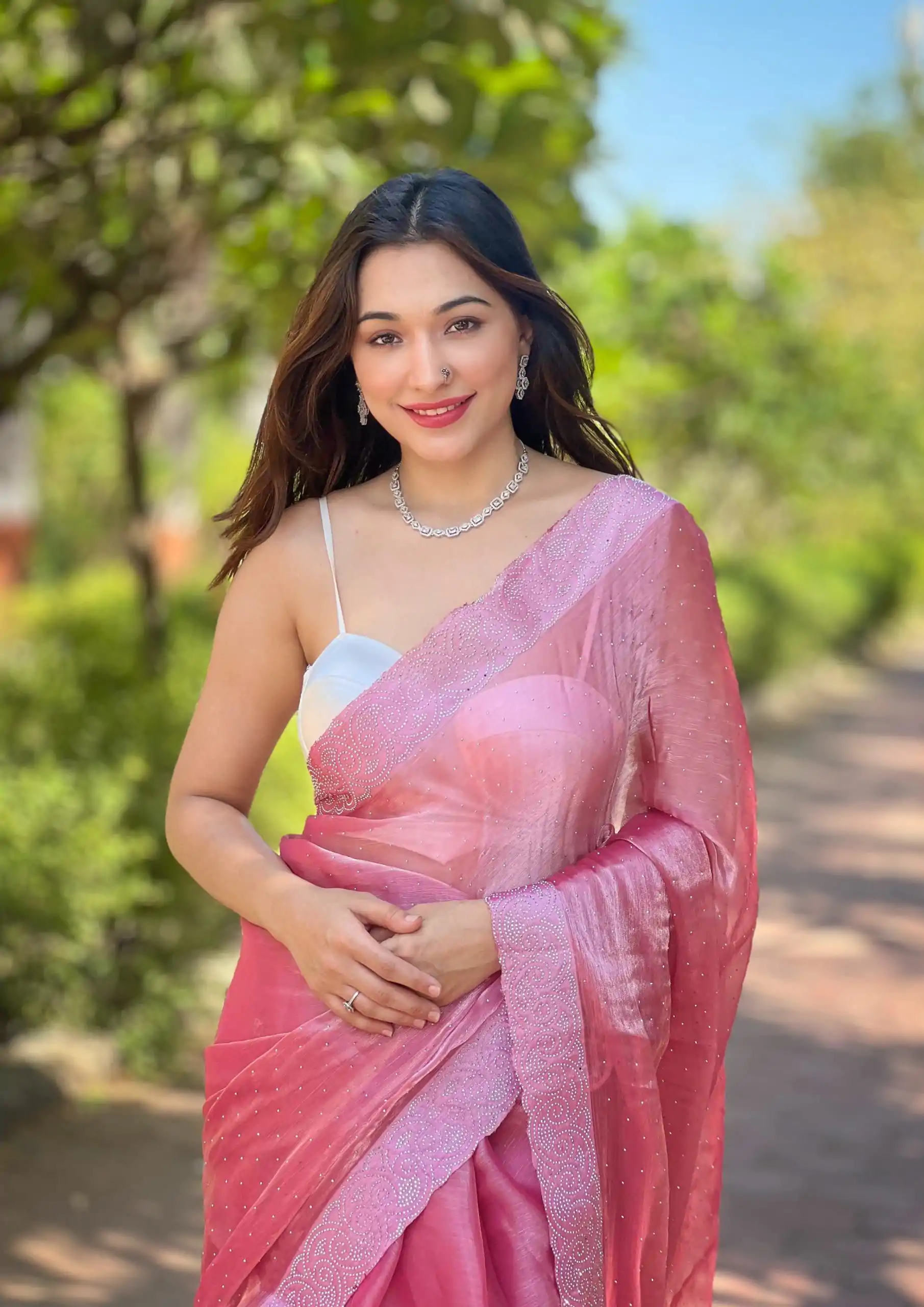 DF Burberry Gajari Color Burberry Silk Diamond Sequins Saree Casual, Party Wear, Wedding, Events Etc Delivery Expected.4-6 Working Days 1899/- | Sarees, Bollywood Sarees, Creative Sarees, Designer Sarees, Embroidered Sarees, Ethnic Saree, Modern Digital sarees, Party Wear Sarees