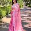 Fancy Gajari Color Burberry Silk Diamond Sequins Saree