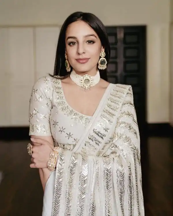 Fancy White Color Georgette Embroidery Sequins Saree Fancy White Color Georgette Embroidery Sequins Saree