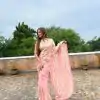 Pink Georgette Embroidery Sequence Saree
