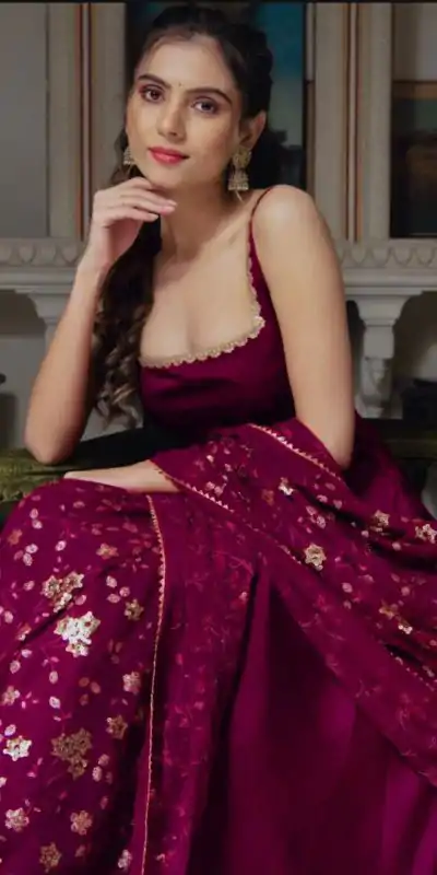 Gorgeous Purple Heavy Faux Georgette With Fully Flair Salwar Suit