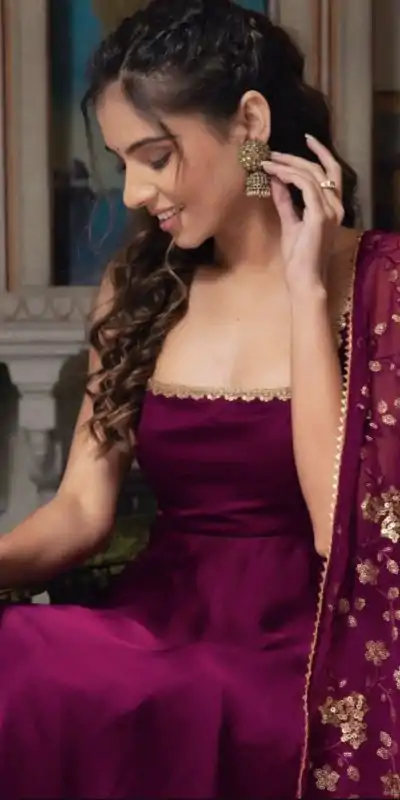 Gorgeous Purple Heavy Faux Georgette With Fully Flair Salwar Suit