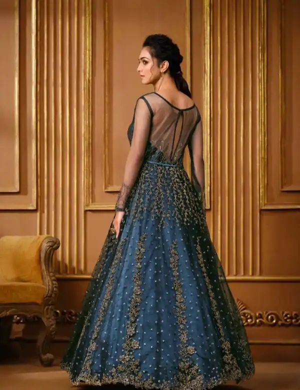 Graceful Navy Blue Color Vaishnavi Net Embroidery Salwar Suit