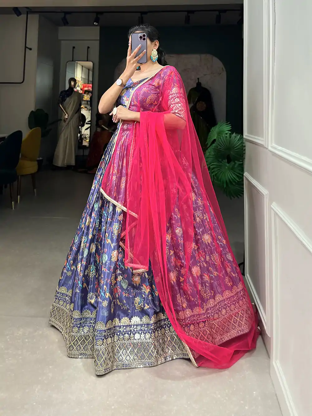 LNB 1014 Lavender Color Chinon Digital Printed Embroidery Lehenga Choli Festive Party Wedding, Events etc. Delivery 4-6 Working Days @3249/- | Lehenga, Bollywood Lehenga, Creative Lehenga, Designer Lehenga, Embroidered Lehenga, Party Wear Lehenga