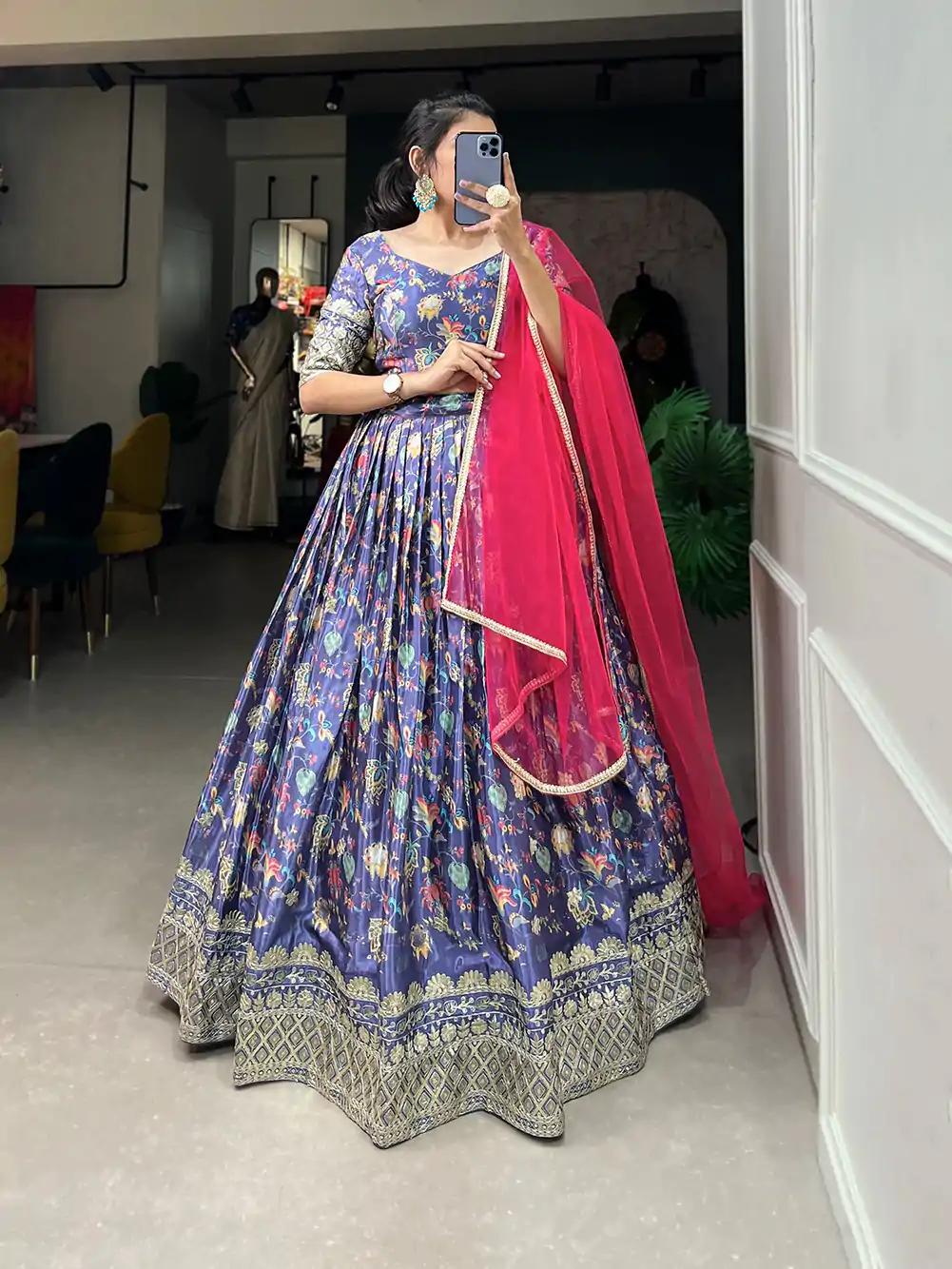 LNB 1014 Lavender Color Chinon Digital Printed Embroidery Lehenga Choli Festive Party Wedding, Events etc. Delivery 4-6 Working Days @3249/- | Lehenga, Bollywood Lehenga, Creative Lehenga, Designer Lehenga, Embroidered Lehenga, Party Wear Lehenga
