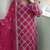 Grand Pink Color Georgette Embroidered Hand Work Salwar Suit