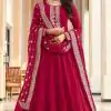 Majestic Red Color Georgette Embroidery Salwar Suit