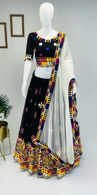 Miraculous Black Color Georgette Silk Embroidery Lehenga Choli