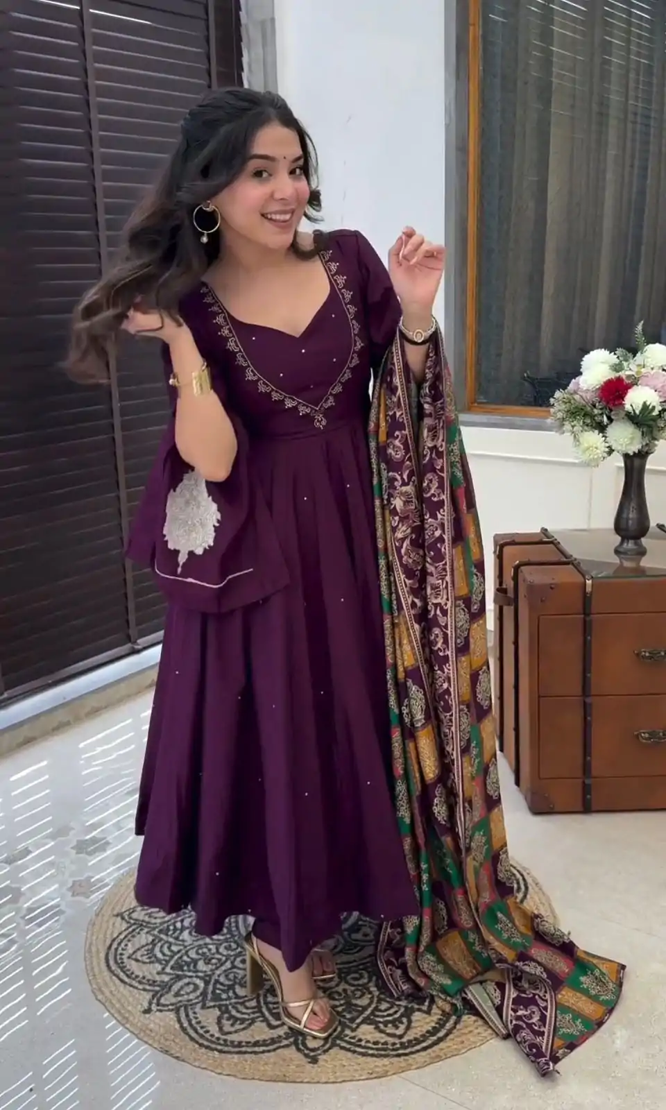 SRK 5181 Purple Color Pure Chinnon Silk Embroidery Sequence Salwar Suit Wedding, Party, Festive, Events Expected Delivery 4-6 Working Days @ 1899/- | Jump Suits, Salwar suit, Casual Suits, Creative suits, Designer Suits, Palazzo Suits, Party Wear Suits, Patiala Suits, Straight Suits