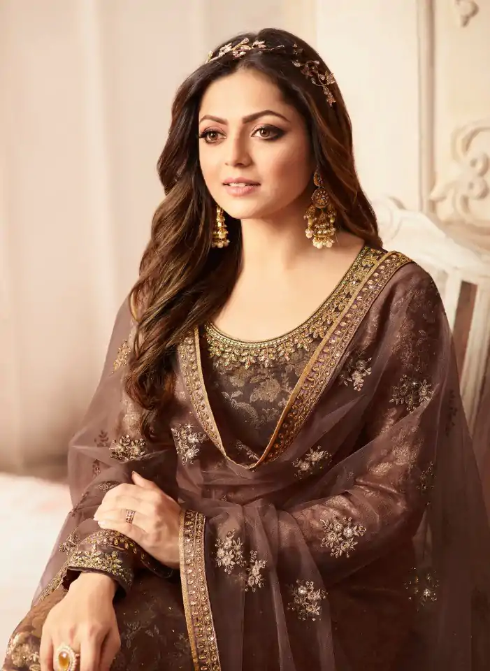FC L.t 5406 Coffee Color Jacquard Silk Georgette Diamond Sharara Suit Wedding, Party, Festive Expected Delivery 4-6 Working Days  @2999/- | Jump Suits, Salwar suit, Casual Suits, Creative suits, Designer Suits, Palazzo Suits, Party Wear Suits, Patiala Suits, Straight Suits
