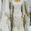 Stylish White Color Chinnon Silk Embroidery Work Sharara Suit