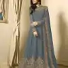 Superb Cement Color Georgette Cording Sharara Suit