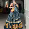 Blue Rayon Printed Foil Work Lehenga Choli