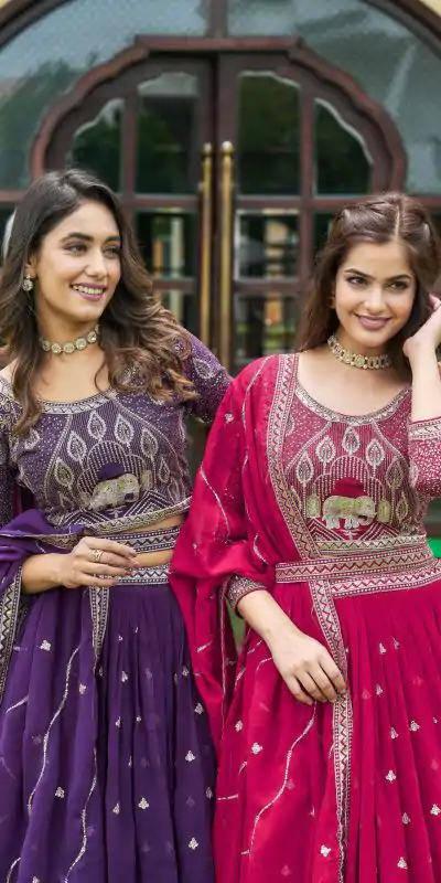 Aglow Rani Color Embroidery Georgette Sequence Lehenga Choli