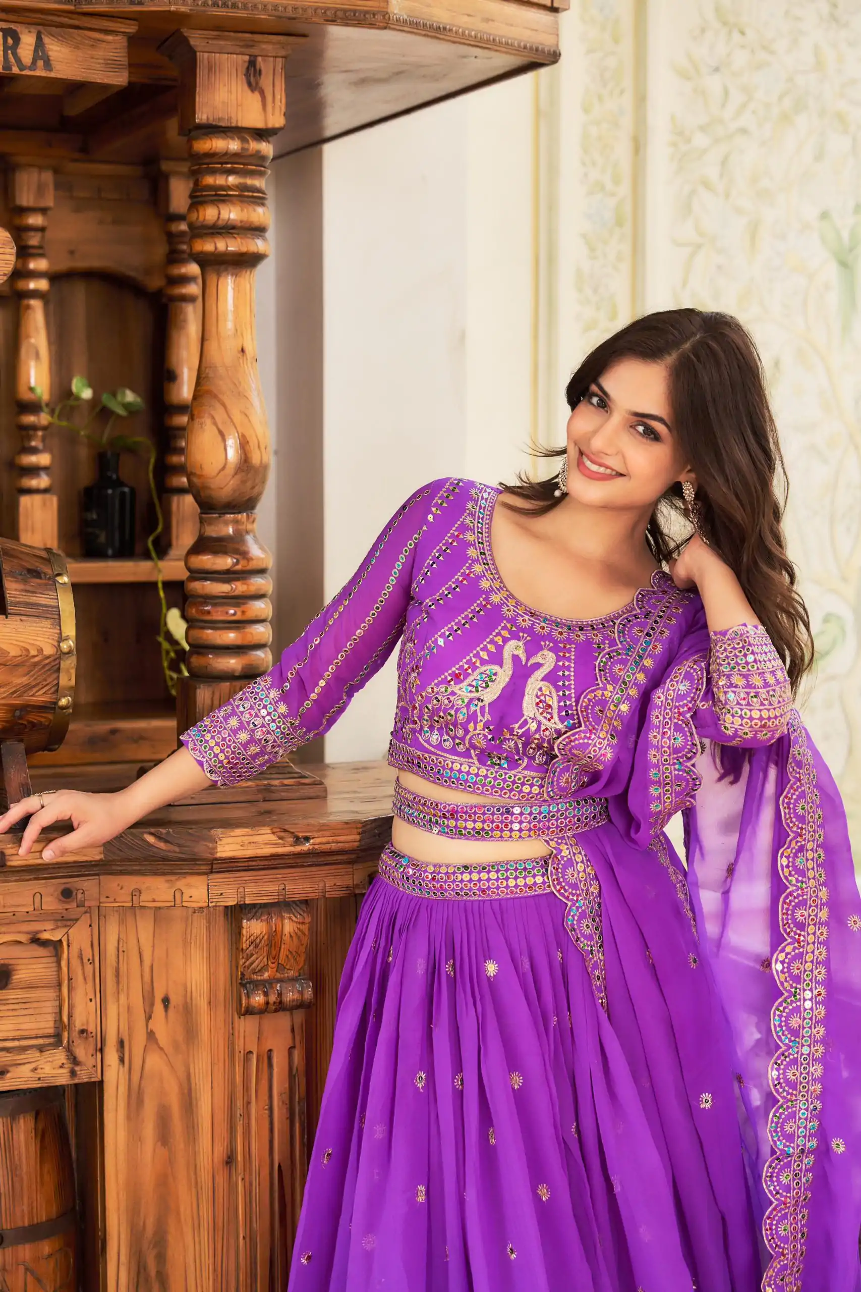 Ram 027 Violet Color Georgette Multi Sequence Work Lehenga Choli Casual, Wedding, Festive, Events Expected Delivery 4-6 Working Days @3049/- | Lehenga, Bollywood Lehenga, Creative Lehenga, Designer Lehenga, Embroidered Lehenga, Party Wear Lehenga