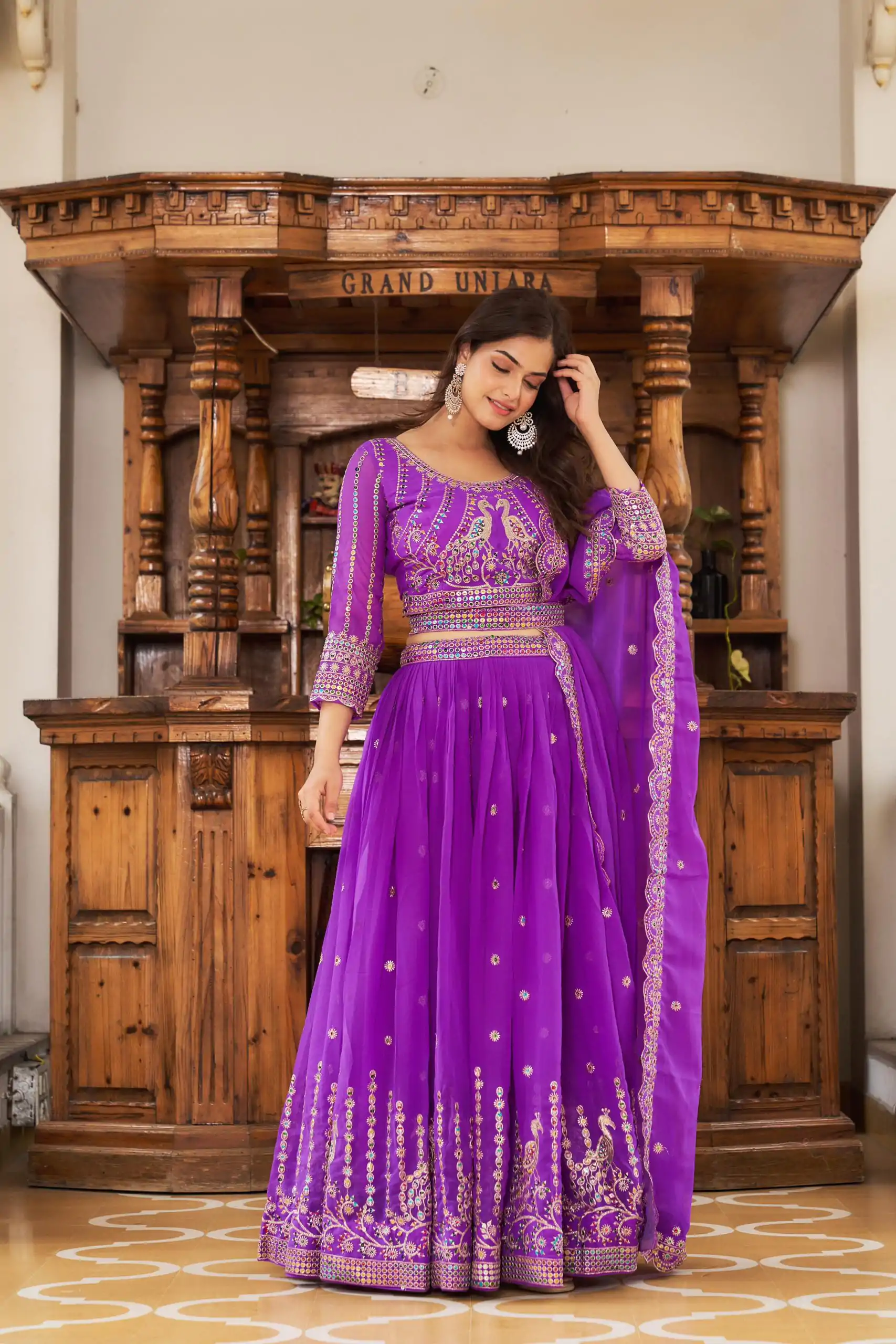 Ram 027 Violet Color Georgette Multi Sequence Work Lehenga Choli Casual, Wedding, Festive, Events Expected Delivery 4-6 Working Days @3049/- | Lehenga, Bollywood Lehenga, Creative Lehenga, Designer Lehenga, Embroidered Lehenga, Party Wear Lehenga