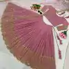 Fancy Peach Color Georgette Embroidery Lehenga Choli