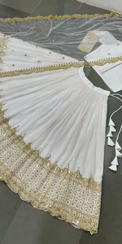 Fancy White Color Georgette Embroidery Lehenga Choli