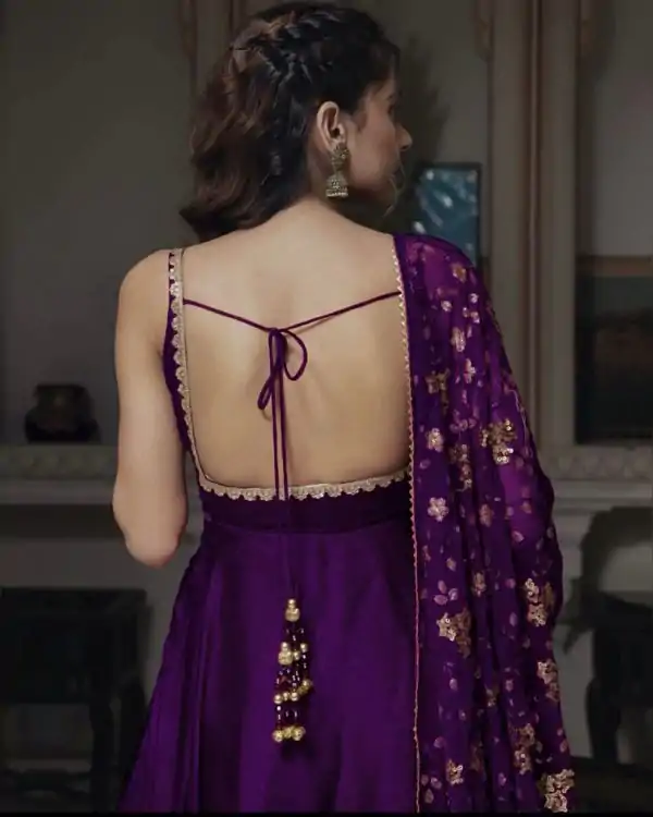 Gorgeous Violet Heavy Faux Georgette With Fully Flair Salwar Suit