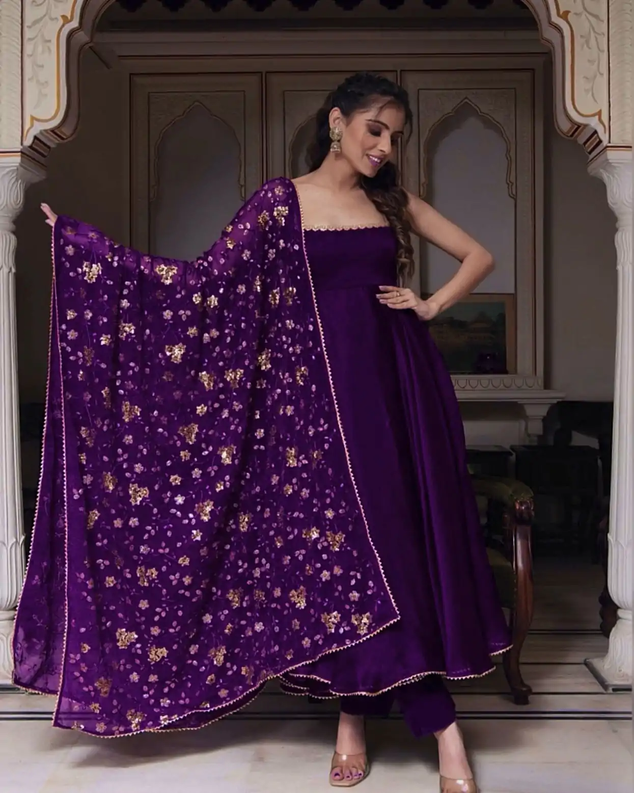 SRK 5128 Violet Color Heavy Faux Georgette With Fully Flair Salwar Suit Wedding, Party, Festive, Events Expected Delivery 4-6 Working Days @ 1899/- | Jump Suits, Salwar suit, Casual Suits, Creative suits, Designer Suits, Palazzo Suits, Party Wear Suits, Patiala Suits, Straight Suits