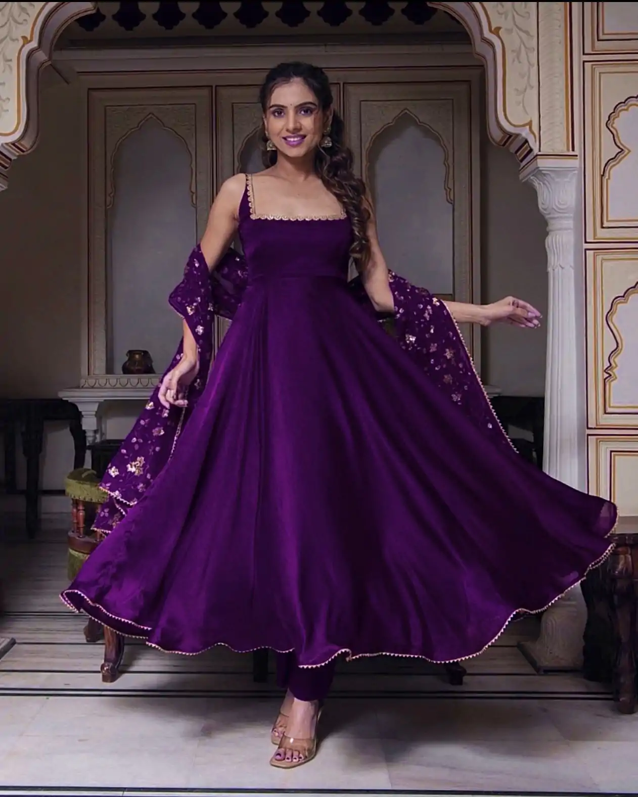 SRK 5128 Violet Color Heavy Faux Georgette With Fully Flair Salwar Suit Wedding, Party, Festive, Events Expected Delivery 4-6 Working Days @ 1899/- | Jump Suits, Salwar suit, Casual Suits, Creative suits, Designer Suits, Palazzo Suits, Party Wear Suits, Patiala Suits, Straight Suits