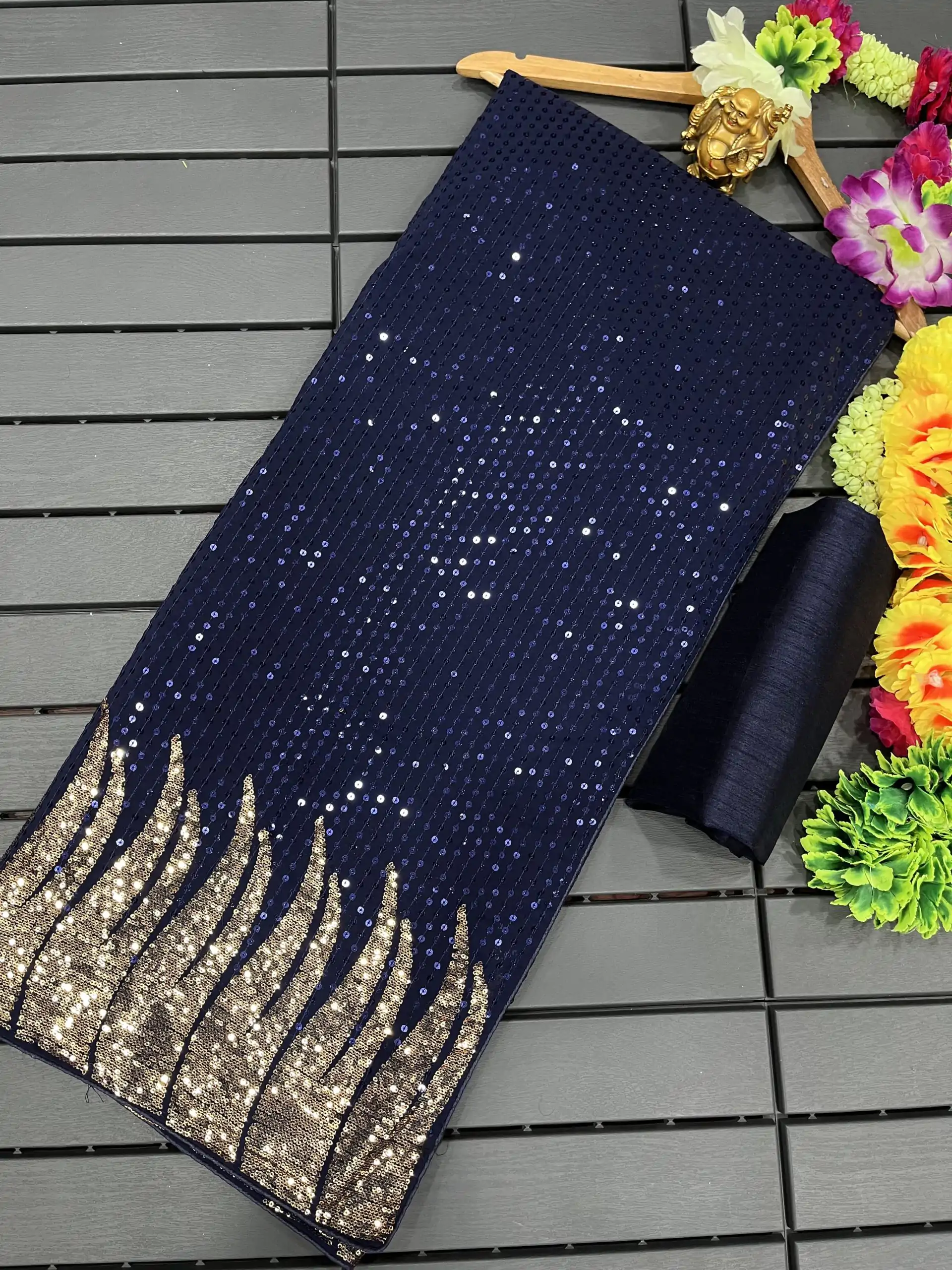 DF 3405 Royal Blue Full Saree Of Heavy Quality 60 Gram Georgette Saree Casual, Party Wear, Wedding, Events Etc Delivery Expected.4-6 Working Days 1799/- | Sarees, Bollywood Sarees, Creative Sarees, Designer Sarees, Embroidered Sarees, Ethnic Saree, Modern Digital sarees, Party Wear Sarees