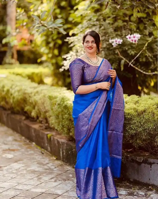 KP 3042 Royal Blue Color Soft Lichi Silk Jacquard On All Over Saree Casual, Party Wear, Wedding, Events Etc. Expected Delivery 4-6 Working Days @1349/- | Sarees, Bollywood Sarees, Creative Sarees, Designer Sarees, Embroidered Sarees, Ethnic Saree, Modern Digital sarees, Party Wear Sarees