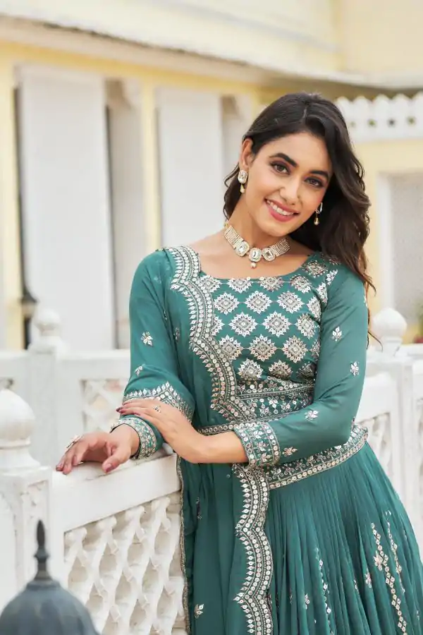 Stylist Blue Color Georgette Sequence Work Lehenga Choli