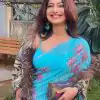 Blue Georgette Embroidery Work Saree