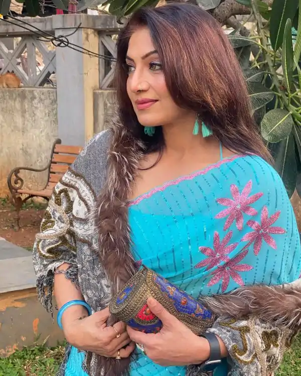 Attractive Grand Blue Color Georgette With Embroidery Work Saree