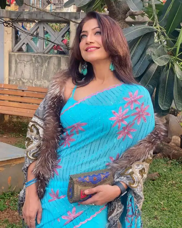 Attractive Grand Blue Color Georgette With Embroidery Work Saree