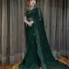 Green Sequin Georgette Embroidery Work Saree