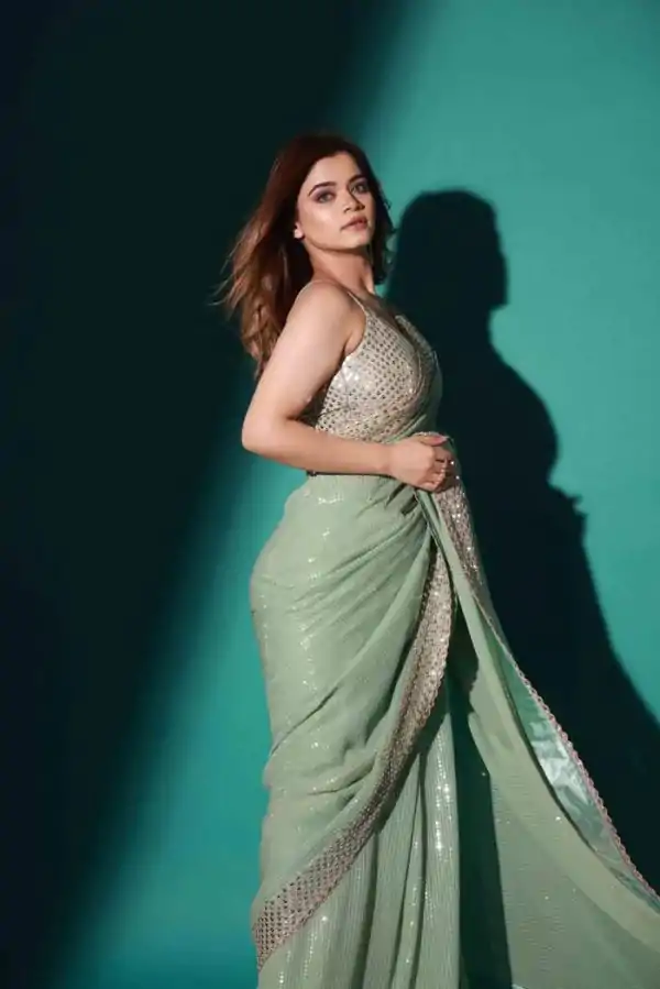 Attractive Pista Color Georgette With Embroidery Work Saree