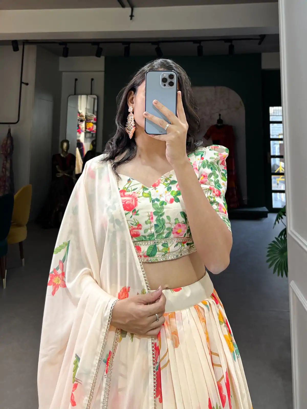 LNB 1021 Cream Color Grand Georgette Floral Printed Lehenga Choli Casual, Wedding, Festive, Events Expected Delivery 4-6 Working Days @2099/- | Lehenga, Bollywood Lehenga, Creative Lehenga, Designer Lehenga, Embroidered Lehenga, Party Wear Lehenga