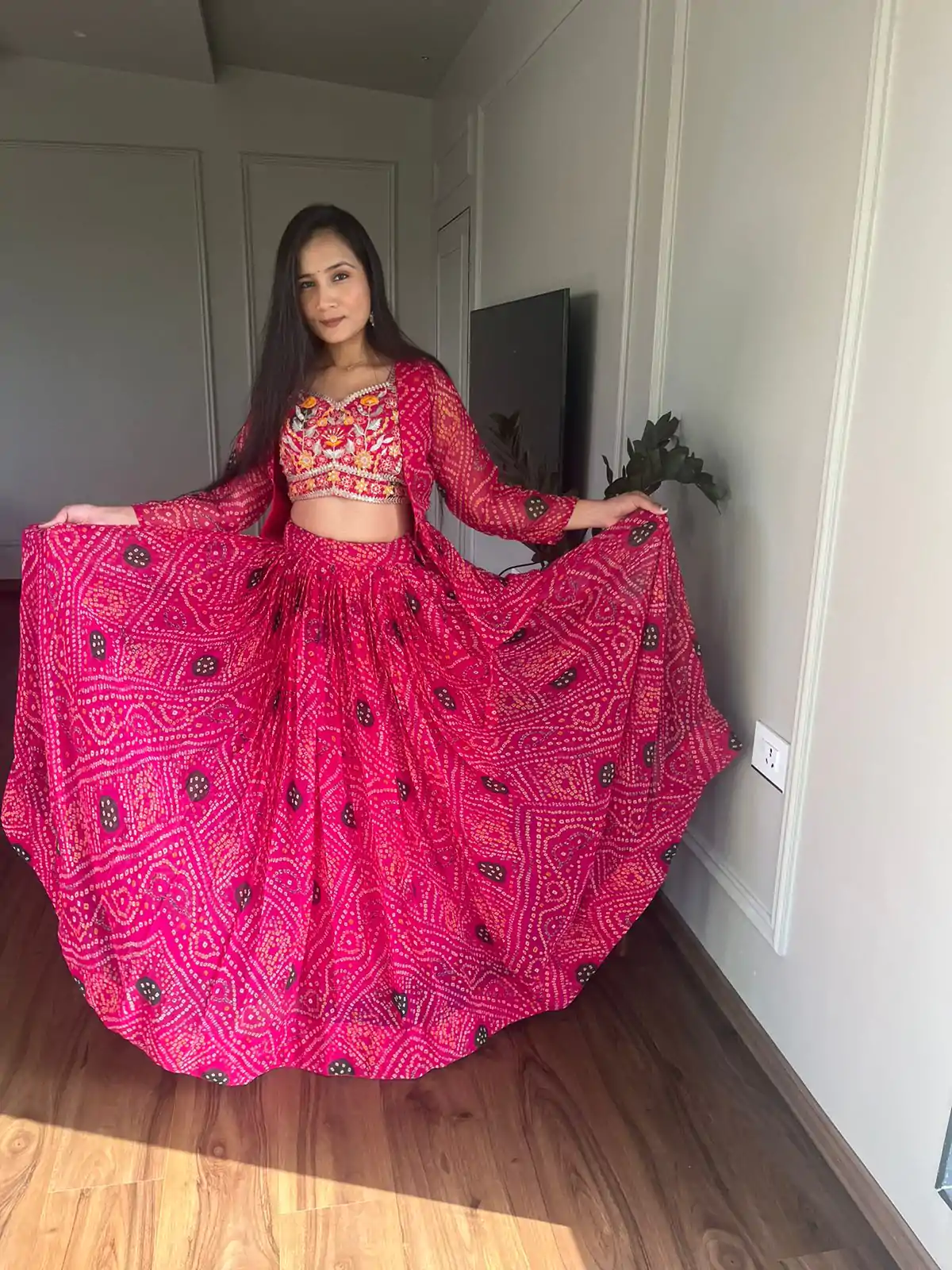  Ram 053 Pink Pure Bandhrej Heavy Embroidery Sequence Lehenga Choli Wedding, Party, Festive, Events Etc.4-6 Working Days@ 2499/-only | Lehenga, Bollywood Lehenga, Creative Lehenga, Designer Lehenga, Embroidered Lehenga, Party Wear Lehenga
