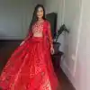 Commitment Red Color Pure Bandhrej Heavy Embroidery Sequence Lehenga Choli