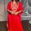 Rani Pink Embroidered Chine Stich Work Real Mirror Kurti