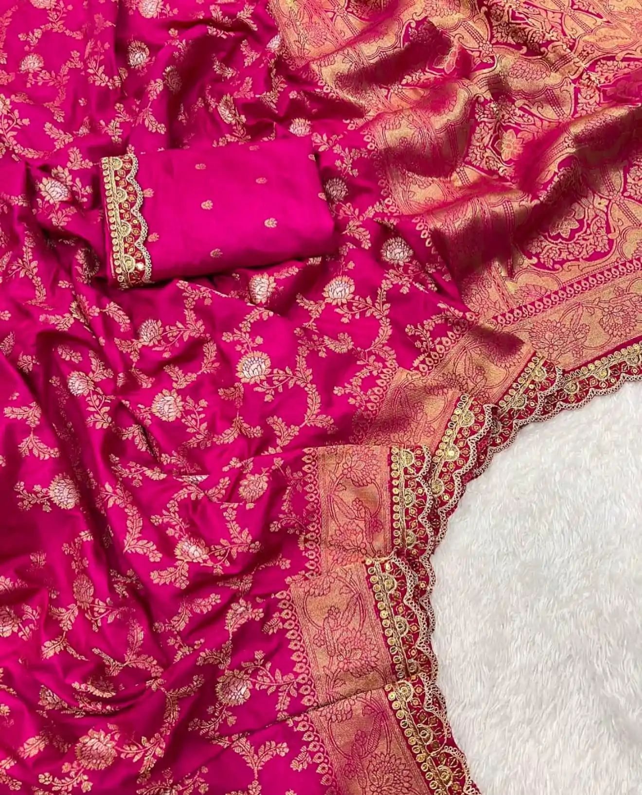 MS 469 Pink color Jacquard Weaving With Embroidery Cording Lace Saree Casual, Wedding, Festive, Events . Expected Delivery  4-6 Working Days @1649/- only                                                                                                                                                                    | Sarees, Bollywood Sarees, Creative Sarees, Designer Sarees, Embroidered Sarees, Ethnic Saree, Modern Digital sarees, Party Wear Sarees