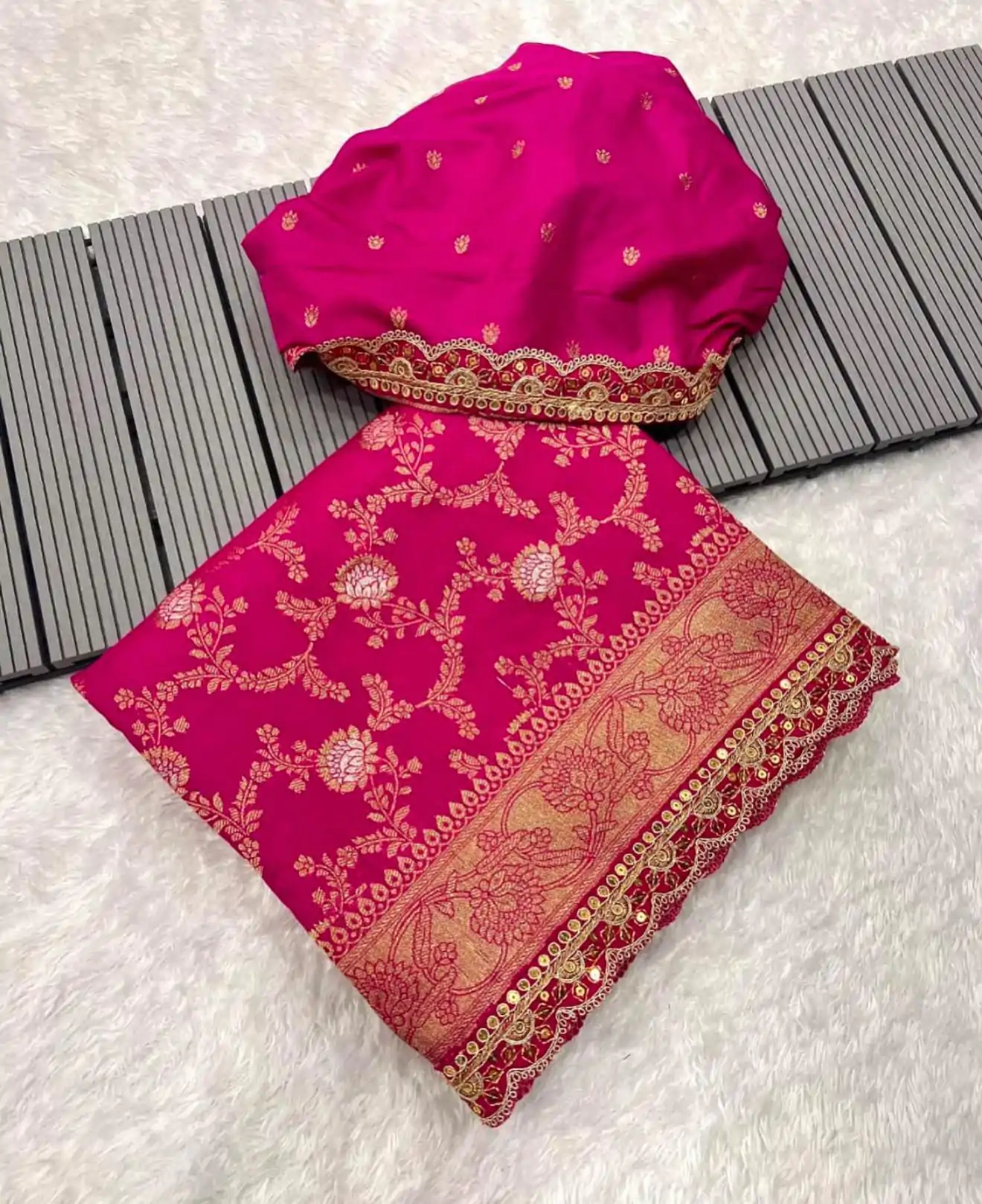 MS 469 Pink color Jacquard Weaving With Embroidery Cording Lace Saree Casual, Wedding, Festive, Events . Expected Delivery  4-6 Working Days @1649/- only                                                                                                                                                                    | Sarees, Bollywood Sarees, Creative Sarees, Designer Sarees, Embroidered Sarees, Ethnic Saree, Modern Digital sarees, Party Wear Sarees