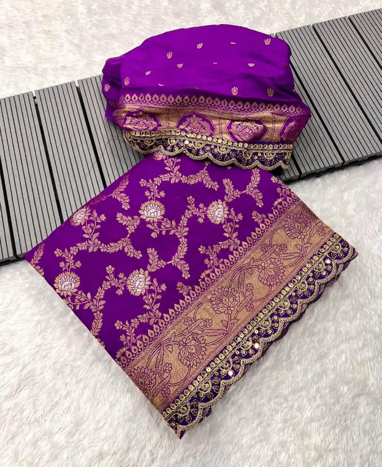 MS 469 Purple color Jacquard Weaving With Embroidery Cording Lace Saree Casual, Wedding, Festive, Events . Expected Delivery  4-6 Working Days @1649/- only                                                                                                                                                                    | Sarees, Bollywood Sarees, Creative Sarees, Designer Sarees, Embroidered Sarees, Ethnic Saree, Modern Digital sarees, Party Wear Sarees