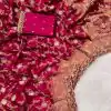 Amazing Red Color Jacquard Weaving With Embroidery Cording Lace Saree