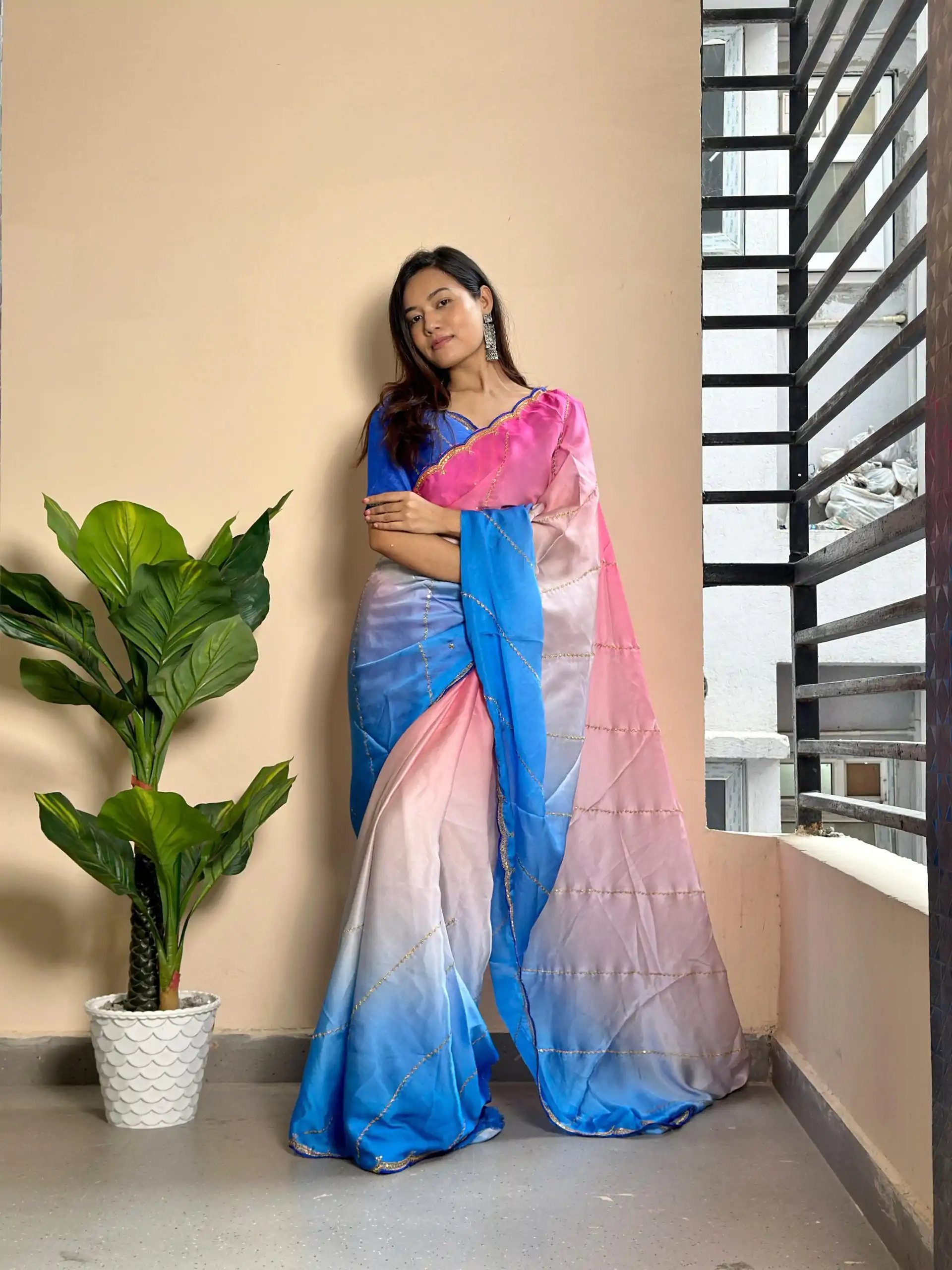 AC Satin Blue Color Soft Georgette Satin With Digital Print Embroidery Work Saree , Wedding, Festive, Events . Expected Delivery  4-6 Working Days @2299/- | Sarees, Bollywood Sarees, Creative Sarees, Designer Sarees, Embroidered Sarees, Ethnic Saree, Modern Digital sarees, Party Wear Sarees
