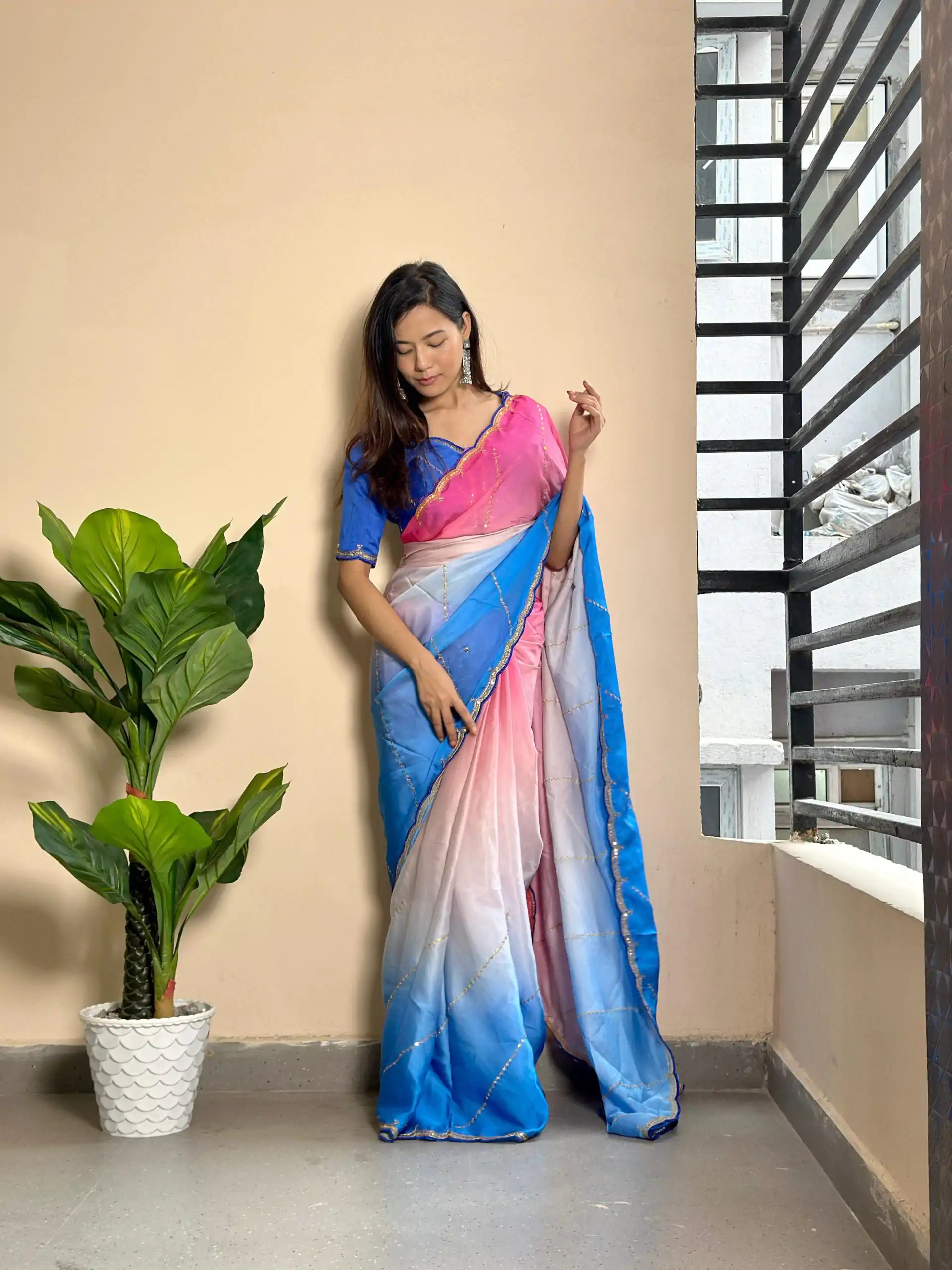 AC Satin Blue Color Soft Georgette Satin With Digital Print Embroidery Work Saree , Wedding, Festive, Events . Expected Delivery  4-6 Working Days @2299/- | Sarees, Bollywood Sarees, Creative Sarees, Designer Sarees, Embroidered Sarees, Ethnic Saree, Modern Digital sarees, Party Wear Sarees