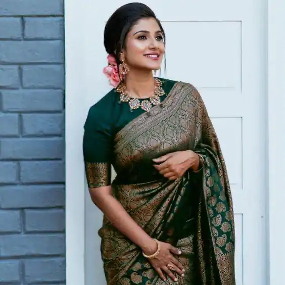 Blue Soft Silk Jacquard Work On All Over Saree - Image 2