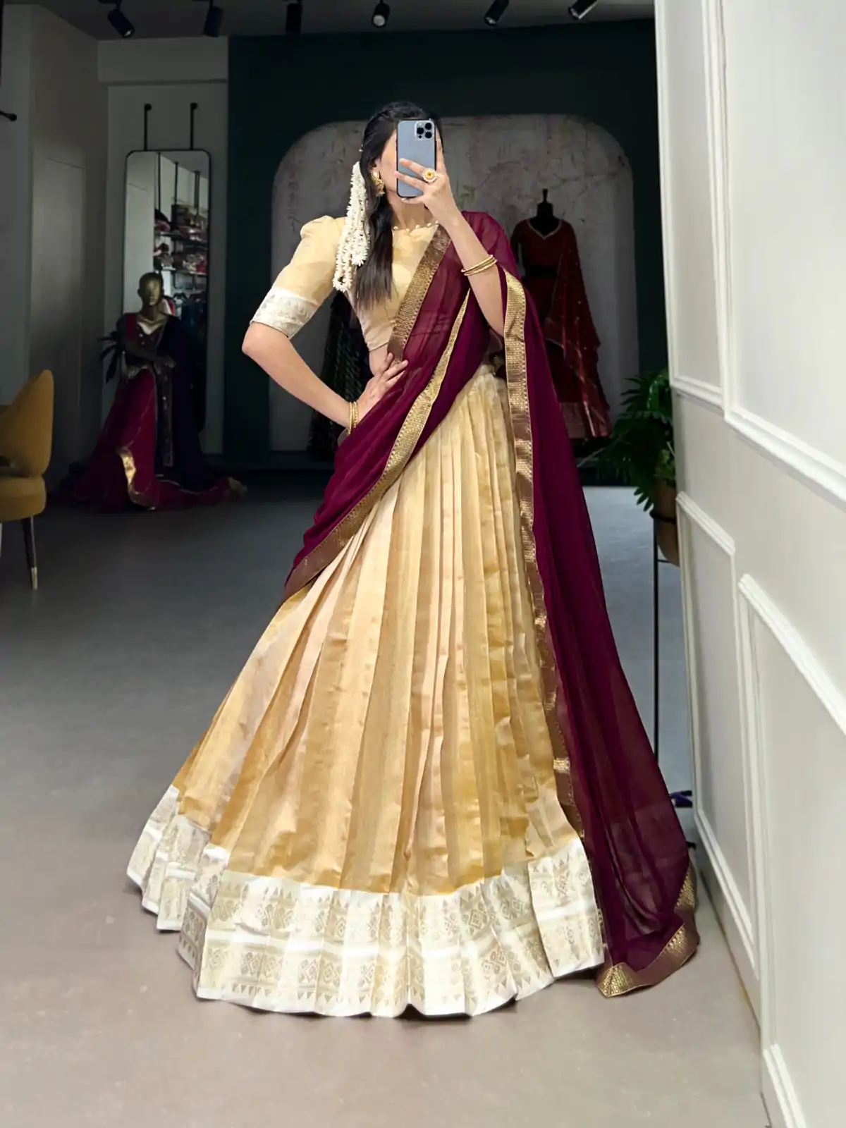 LNB 2002 Cream Color Color Kanchipuram Zari Weaving Work Lehenga Choli Wedding, Party, Festive, Events Etc. Delivery 4-6 Working Days Rs 1899 | Lehenga, Bollywood Lehenga, Creative Lehenga, Designer Lehenga, Embroidered Lehenga, Party Wear Lehenga