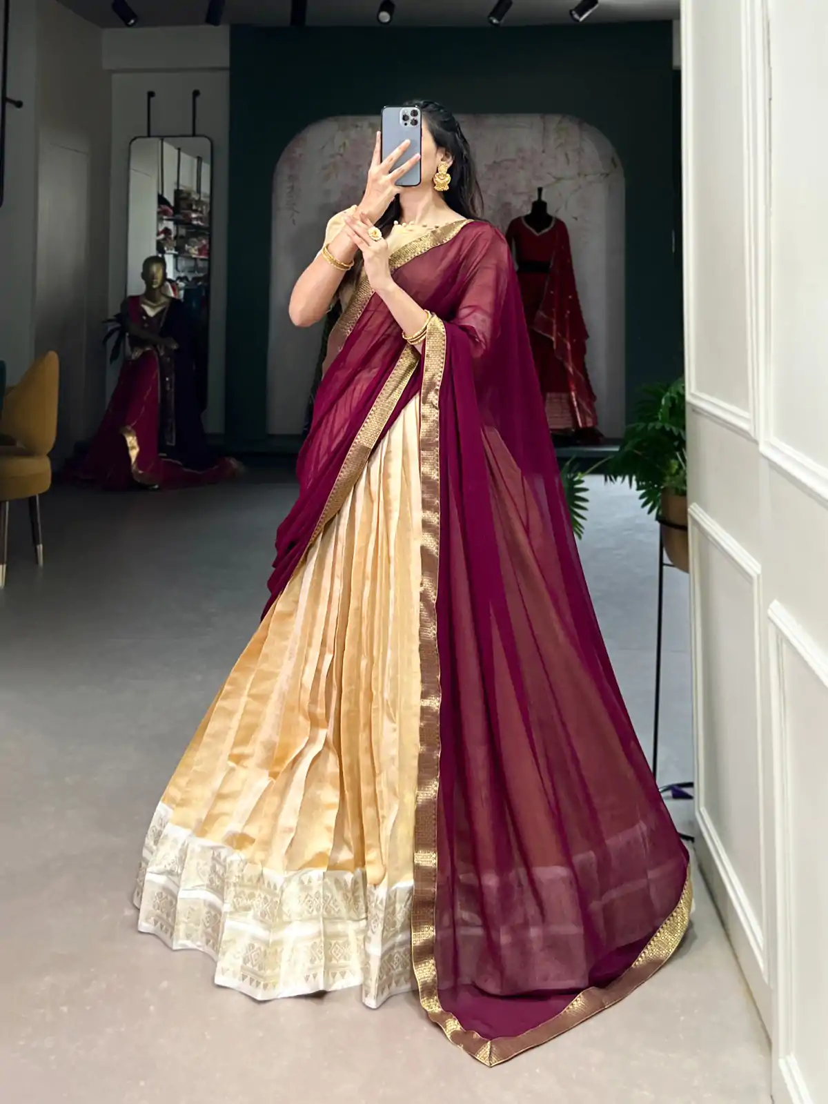 LNB 2002 Cream Color Color Kanchipuram Zari Weaving Work Lehenga Choli Wedding, Party, Festive, Events Etc. Delivery 4-6 Working Days Rs 1899 | Lehenga, Bollywood Lehenga, Creative Lehenga, Designer Lehenga, Embroidered Lehenga, Party Wear Lehenga