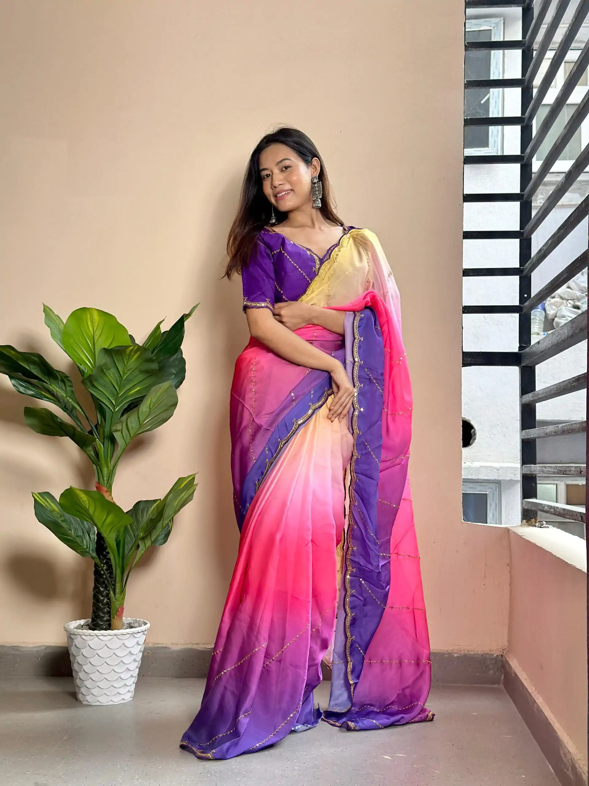 AC Satin Purple Color Soft Georgette Satin With Digital Print Embroidery Work Saree , Wedding, Festive, Events . Expected Delivery  4-6 Working Days @2299/- | Sarees, Bollywood Sarees, Creative Sarees, Designer Sarees, Embroidered Sarees, Ethnic Saree, Modern Digital sarees, Party Wear Sarees