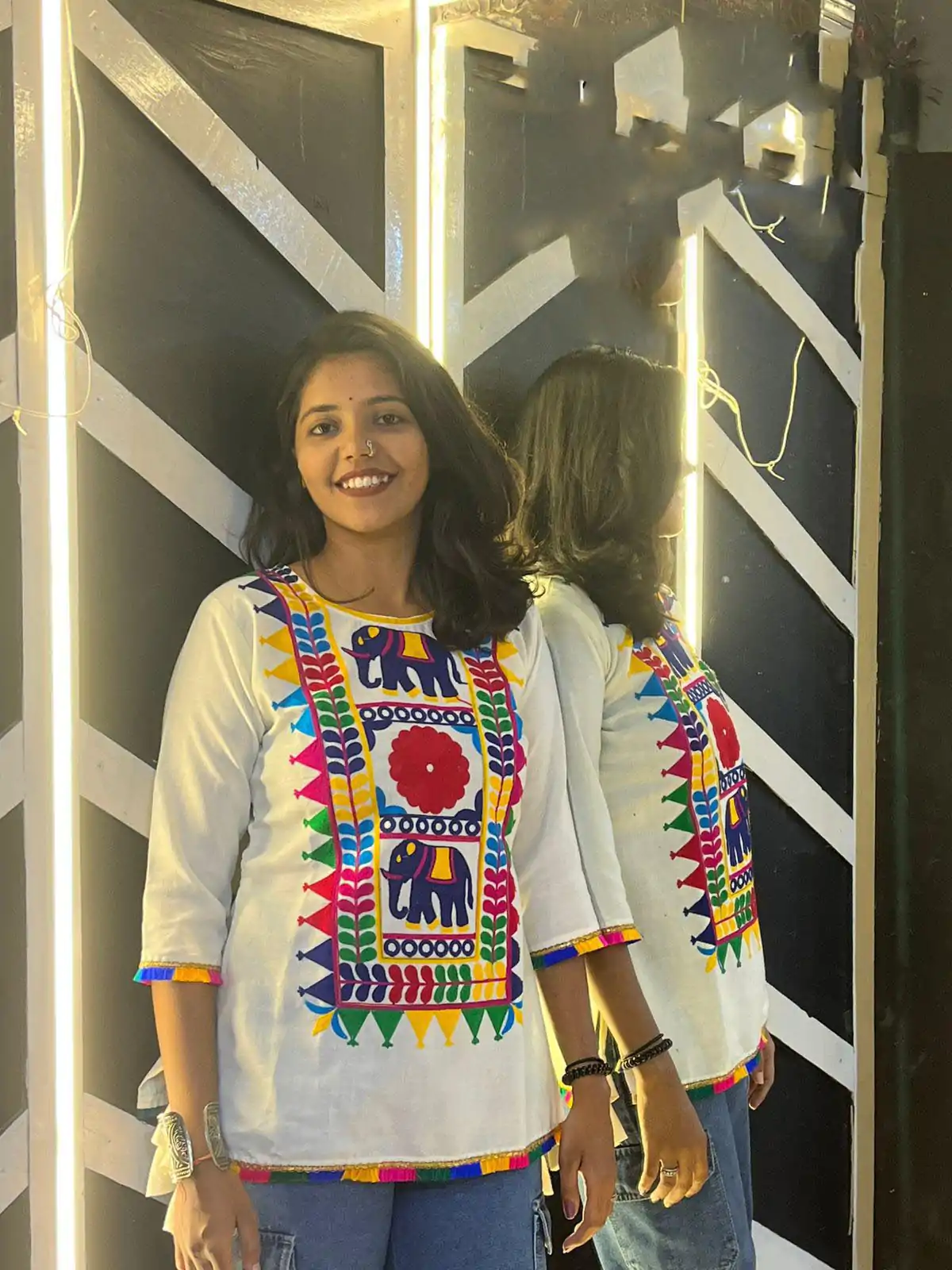 INLI Pankhudi White Color Cotton Flex and Rayo Embroidery Work Kurti Casual, Wedding, Party, Festive, Events Etc. Expected Delivery 4-6 Working Days @1299/- | Kurti, Bollywood Kurti, Creative Kurtis, Designer Kurti, Party Wear Kurti, Selfie Kurti