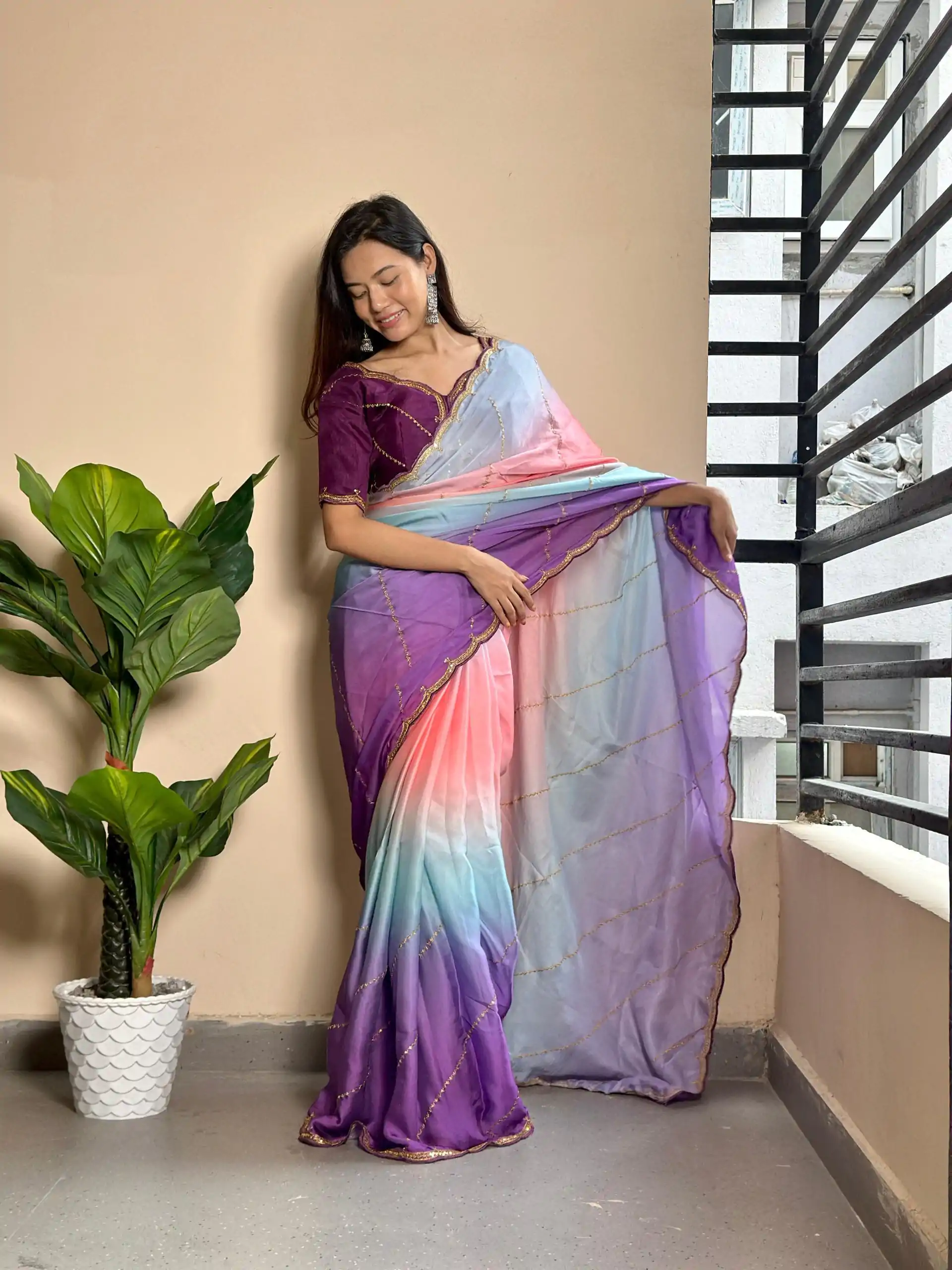 AC Satin Wine Color Soft Georgette Satin With Digital Print Embroidery Work Saree , Wedding, Festive, Events . Expected Delivery  4-6 Working Days @2299/- | Sarees, Bollywood Sarees, Creative Sarees, Designer Sarees, Embroidered Sarees, Ethnic Saree, Modern Digital sarees, Party Wear Sarees