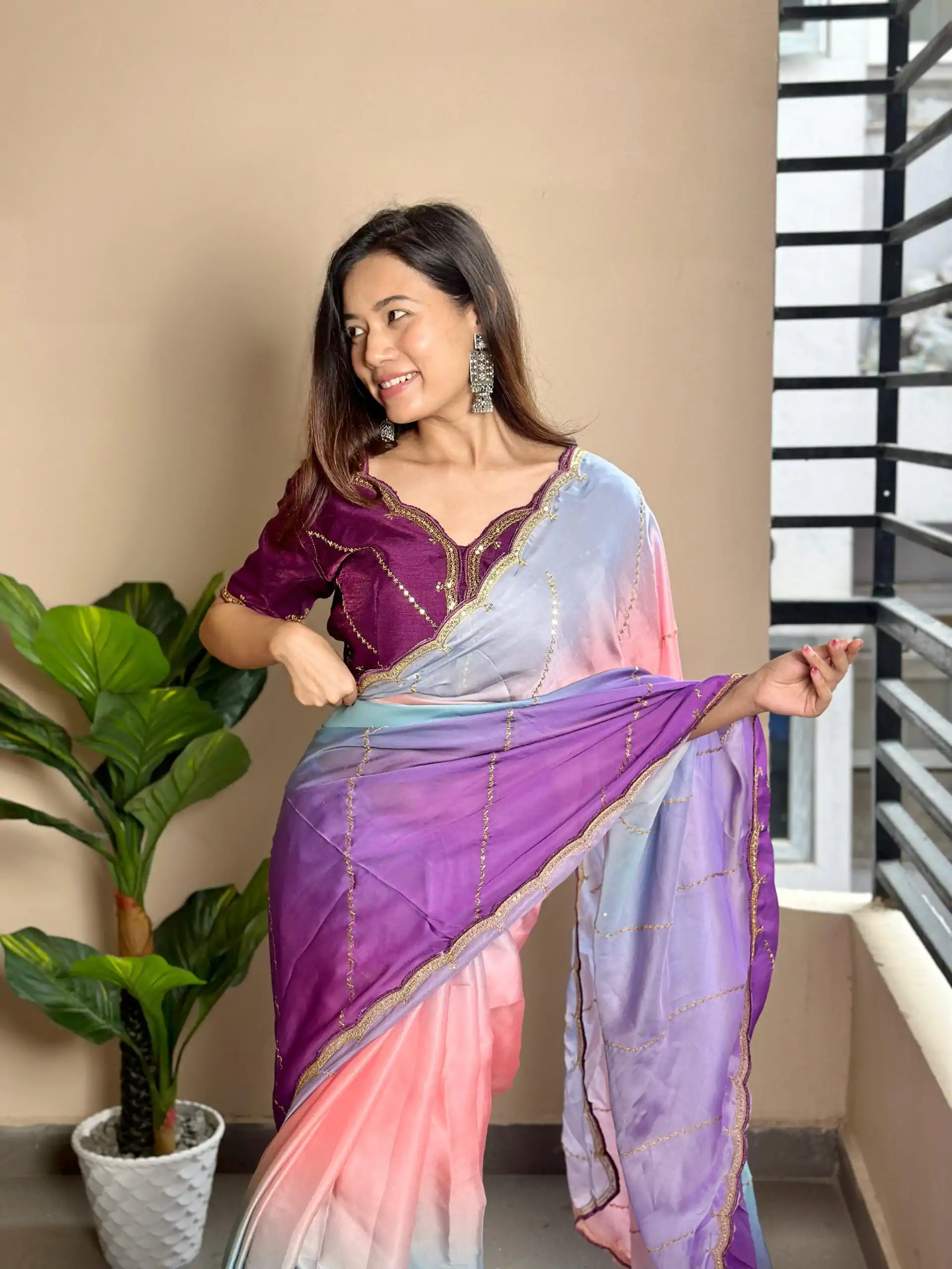 AC Satin Wine Color Soft Georgette Satin With Digital Print Embroidery Work Saree , Wedding, Festive, Events . Expected Delivery  4-6 Working Days @2299/- | Sarees, Bollywood Sarees, Creative Sarees, Designer Sarees, Embroidered Sarees, Ethnic Saree, Modern Digital sarees, Party Wear Sarees